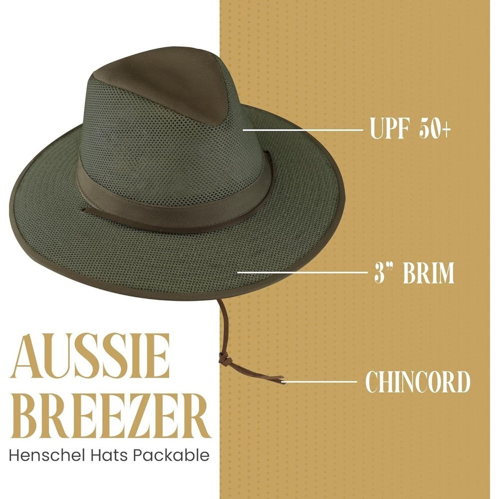Henschel Hat Co USA Aussie Breezer Hat Men's Size Small Mesh Crown Olive Khaki - Picture 9 of 11